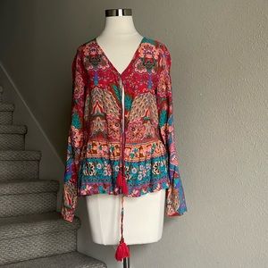 Hamsa Wear Sz M (approximate; no size tag) Multi colored Lotus Jacket